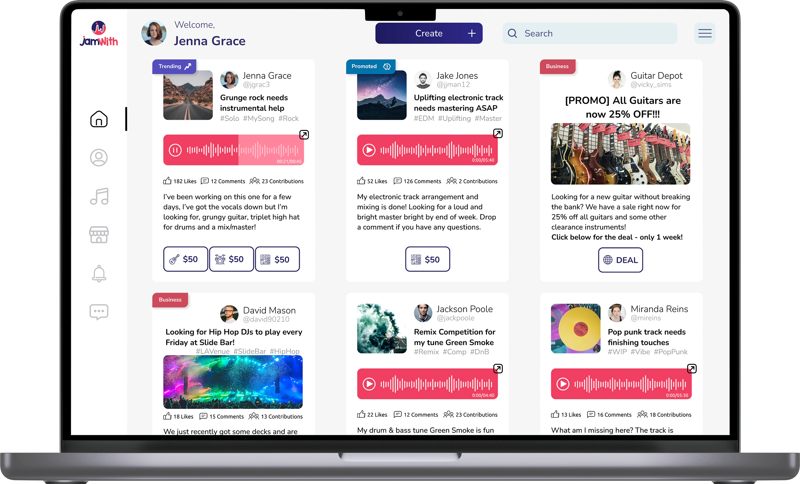 JamWith is where you can earn with music